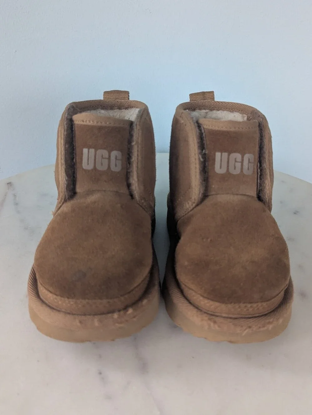 UGG Baby Neumel EZ Fit Chestnut Brown Suede Logo Winter Boots